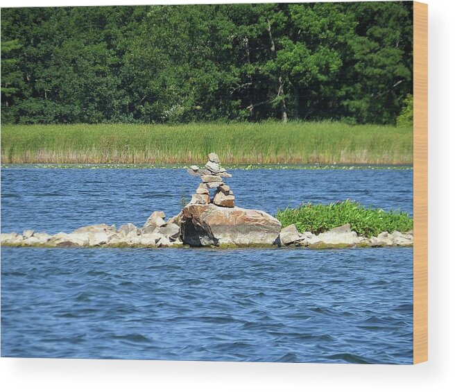 Inukshuk Wood Print featuring the photograph Stone Man of the Rift by Dennis McCarthy