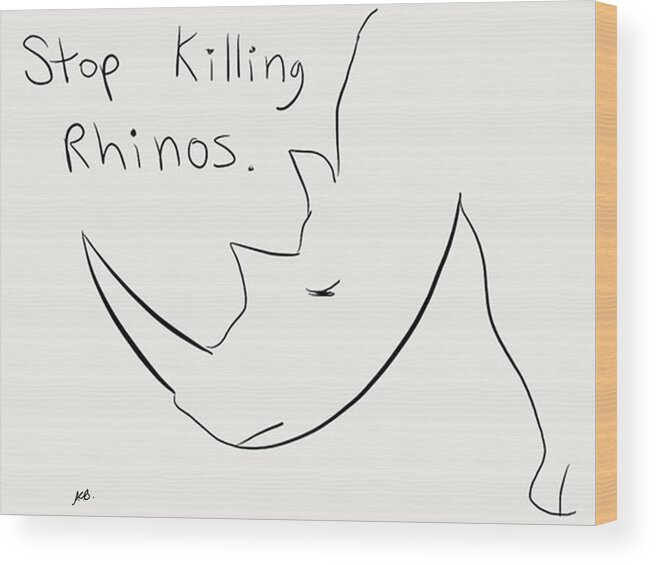 Animals Wood Print featuring the digital art Stop Killing the Rhinos by Stacy C Bottoms