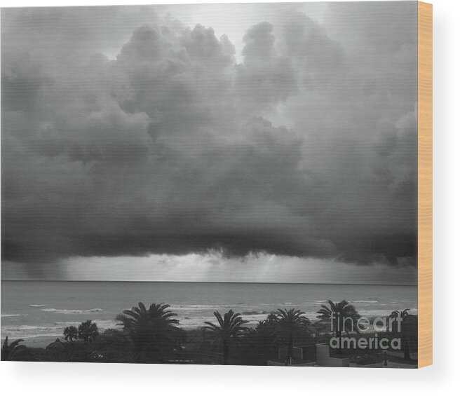 Black And White Wood Print featuring the photograph Storm Brewing by Mariarosa Rockefeller