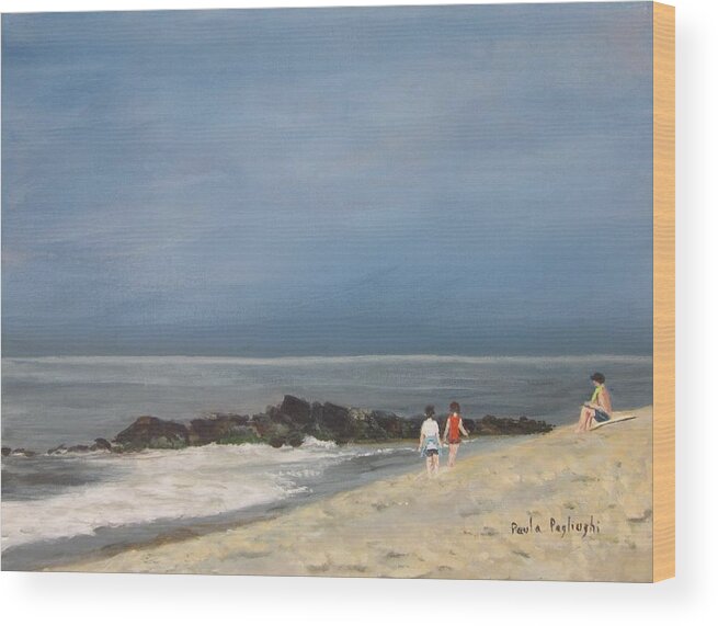 Painting Wood Print featuring the painting Storm Out to Sea by Paula Pagliughi