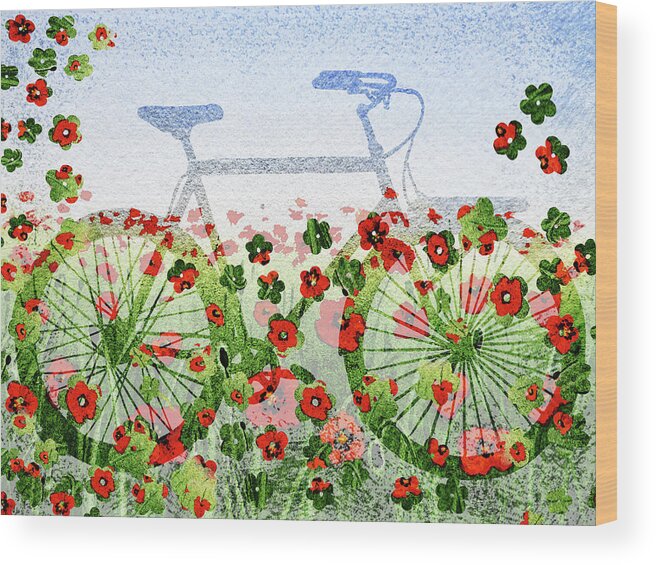 Bicycle Wood Print featuring the painting Summer Bicycle by Irina Sztukowski