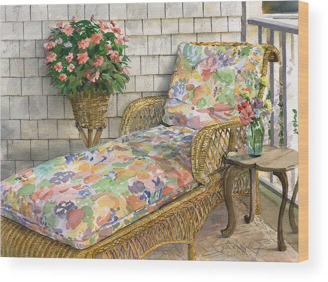 Chaise Wood Print featuring the painting Summer Chaise by Tyler Ryder