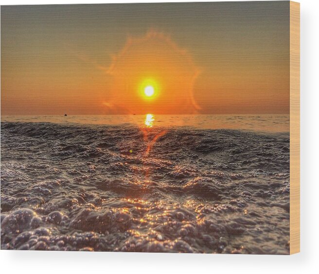 Sunset Wood Print featuring the photograph Sunburst Sundown by Nick Heap