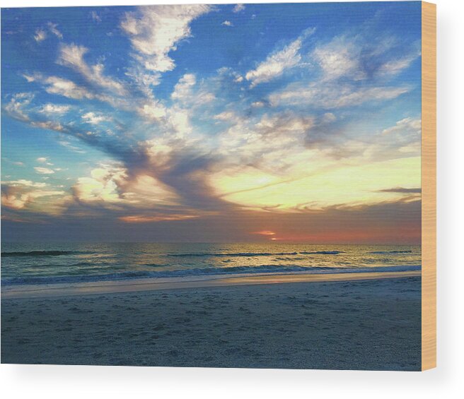 Sunset Wood Print featuring the photograph Suncet on Bradenton Beach by Gary Greer