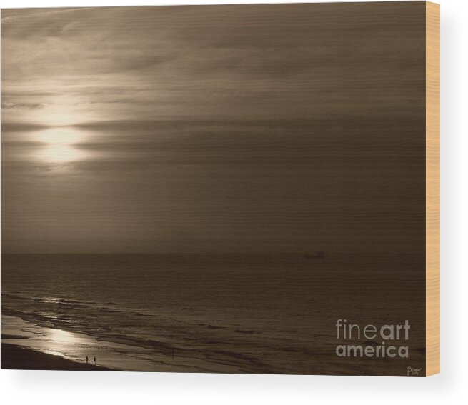 Sunrise Wood Print featuring the photograph Sunrise In Sepia by Jeff Breiman