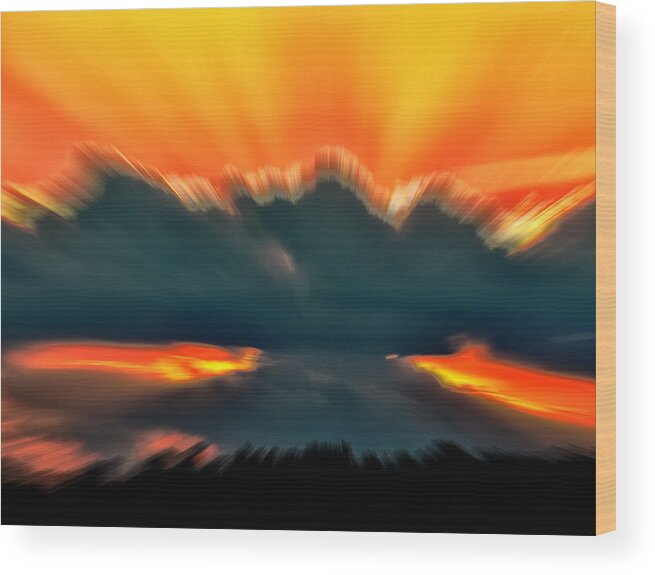 Sunset Wood Print featuring the digital art Sunset Abstract by Flees Photos