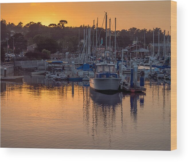 Monterey Wood Print featuring the photograph Sunset at the Marina by Derek Dean