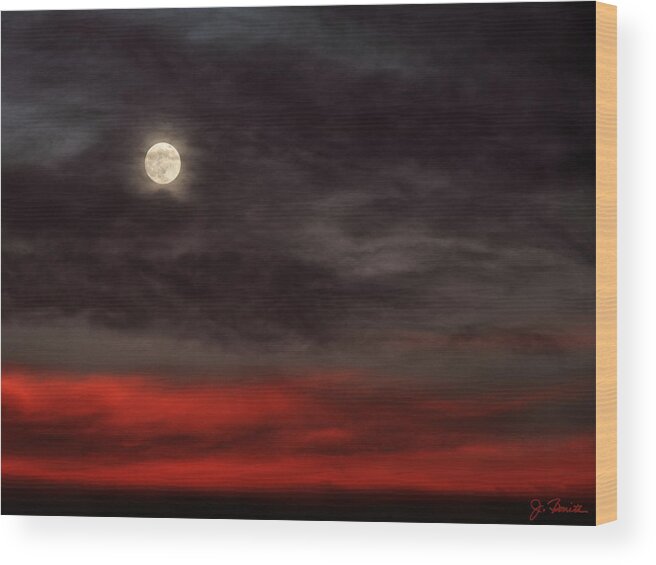 Sunset Wood Print featuring the photograph Sunset Moon by Joe Bonita