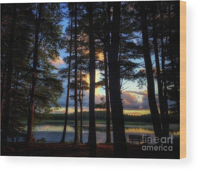 Lake Wood Print featuring the photograph Sunset Silhouette by David Rucker