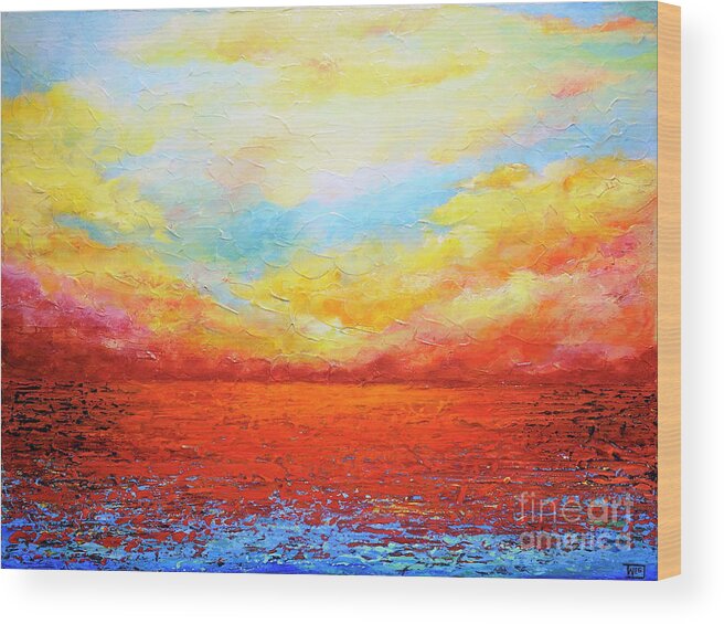 Sunset Wood Print featuring the painting Sunset Sonata by Teresa Wegrzyn