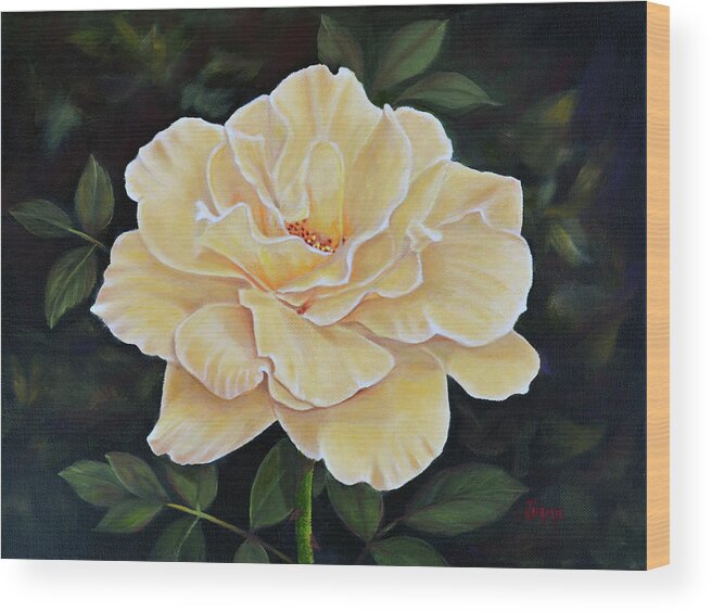 Sunshine Rose Wood Print featuring the painting Sunshine Rose by Jimmie Bartlett