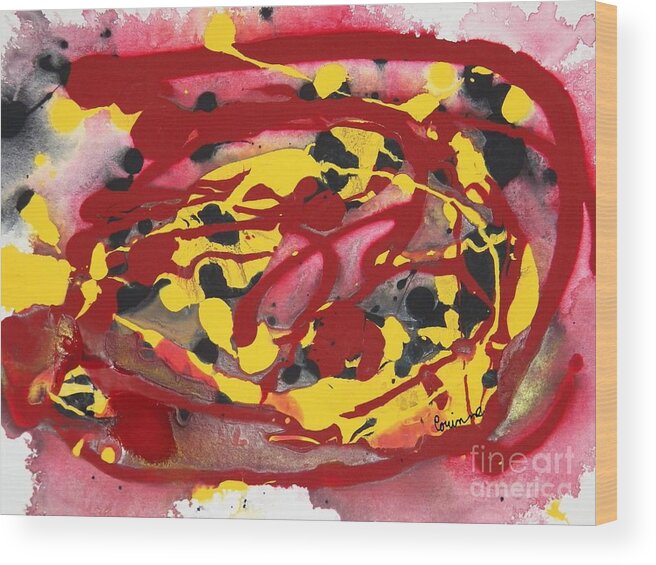 Abstract Wood Print featuring the painting Swirling Fire by Corinne Elizabeth Cowherd