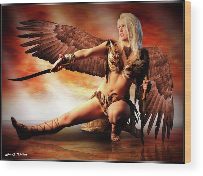 Hawk Wood Print featuring the photograph Swords Of The Hawk Woman by Jon Volden