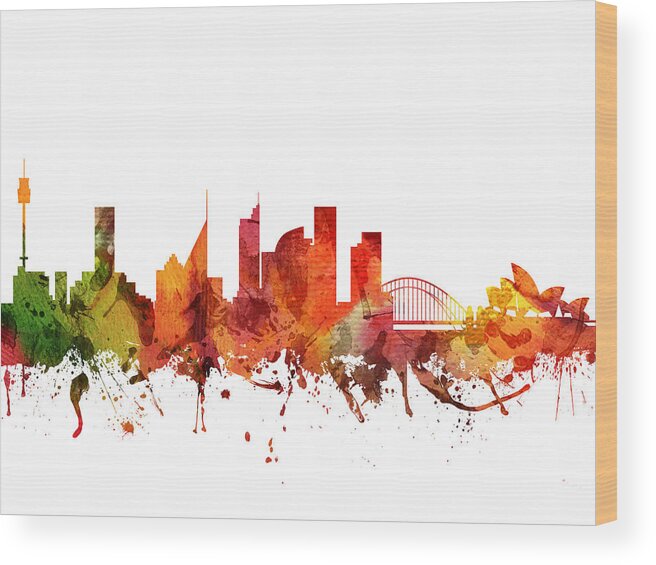 Sydney Wood Print featuring the digital art Sydney Cityscape 04 by Aged Pixel