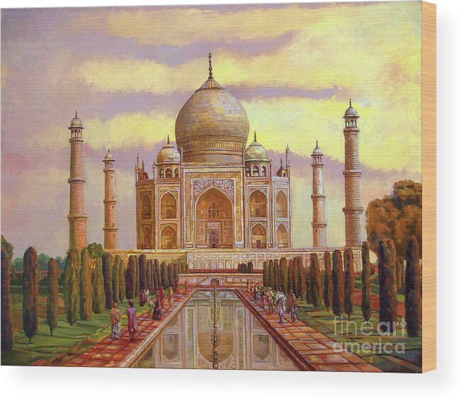 Taj Mahal Wood Print featuring the painting Taj Mahal by Dominique Amendola
