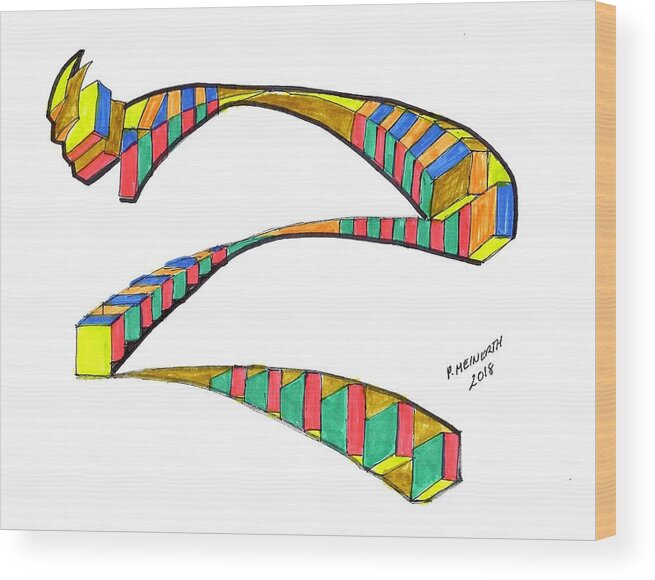 Abstract Art Wood Print featuring the drawing Taking Off by Paul Meinerth