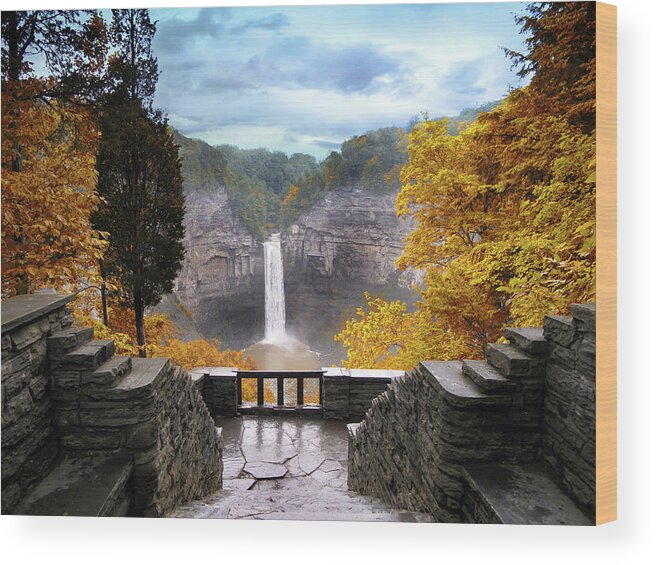 Taughannock Wood Print featuring the photograph Taughannock in Autumn by Jessica Jenney