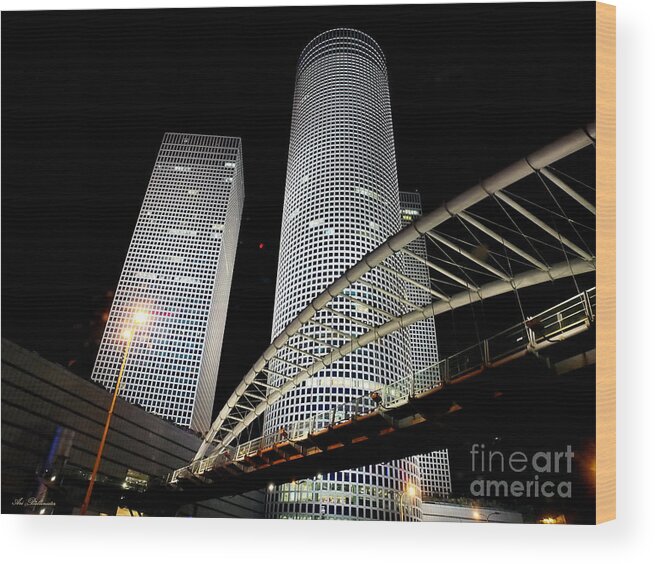 Tel Aviv Wood Print featuring the photograph Tel Aviv Azrieli Towers by Arik Baltinester