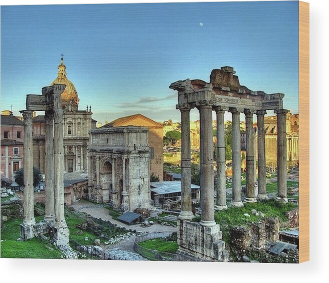 Temple Wood Print featuring the painting Temple of Saturn by Troy Caperton