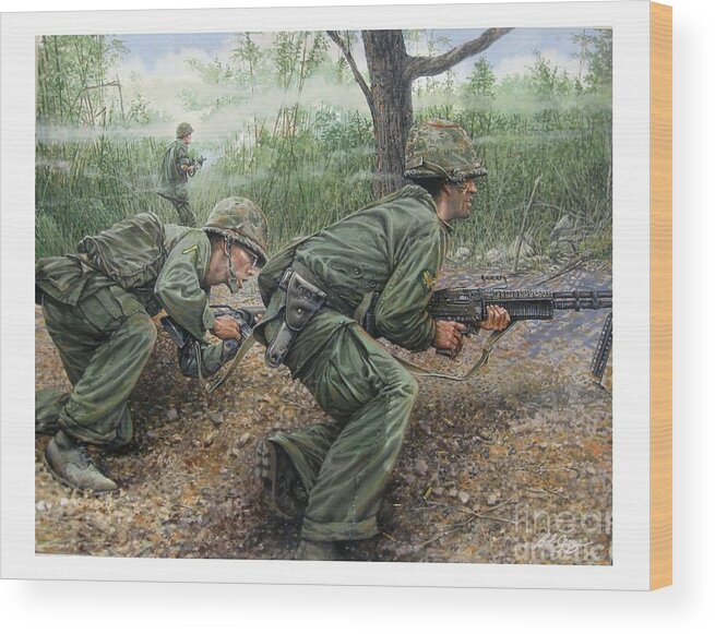  Vietnam War Art Wood Print featuring the painting That Particular Moment by Bob George