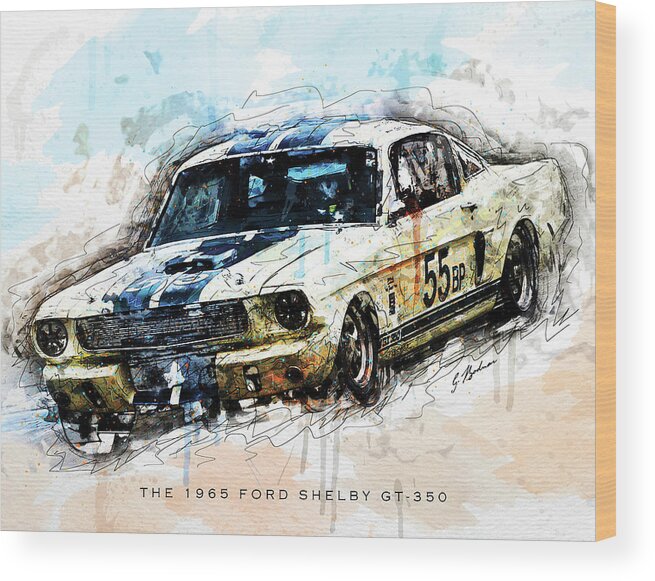 Race Car Wood Print featuring the digital art The 1965 Ford Shelby GT 350 II by Gary Bodnar