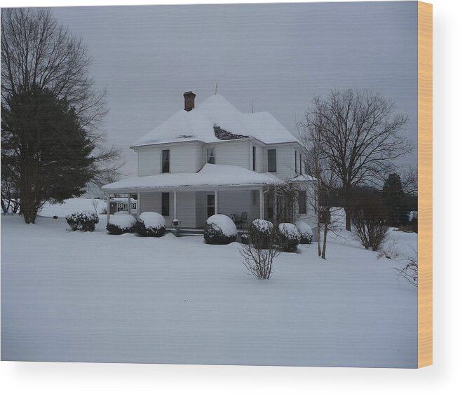 Catawba County Wood Print featuring the photograph The Adrian Shuford House - Winter 2010 by Joel Deutsch