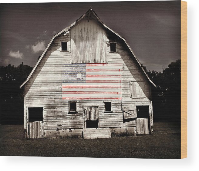 Flag Wood Print featuring the photograph The American Farm by Julie Hamilton