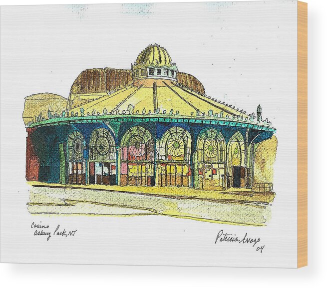 Asbury Art Wood Print featuring the painting The Asbury Park Casino by Patricia Arroyo