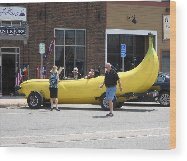 Banana Wood Print featuring the photograph The Big Banana Car Stops By by Kent Lorentzen