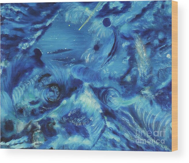 'galactic Wood Print featuring the painting The Blue Hole by Regina Wirsich Roberts