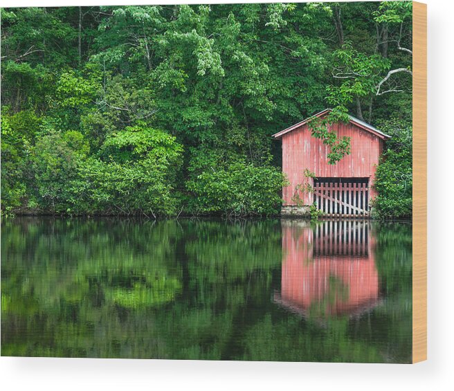 Boat House Wood Print featuring the photograph The boat house at Desoto Falls by Phillip Burrow