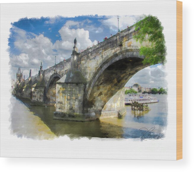 Prague Wood Print featuring the photograph The Charles Bridge - Prague by Tom Cameron