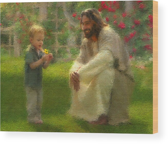 Jesus Wood Print featuring the painting The Dandelion by Greg Olsen