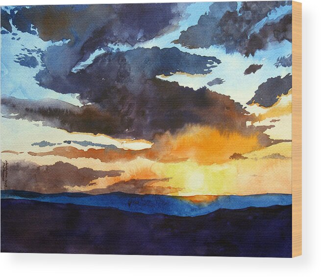 Sunset Wood Print featuring the painting The Glory of the Sunset by Christopher Shellhammer