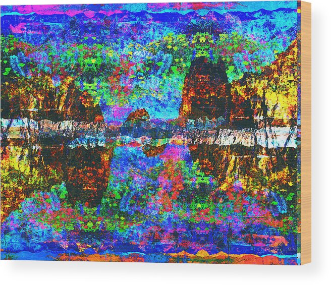 Abstract Wood Print featuring the digital art The Lake by Jade Knights