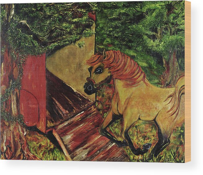 Horses Wood Print featuring the painting The Loading by Anitra Handley-Boyt