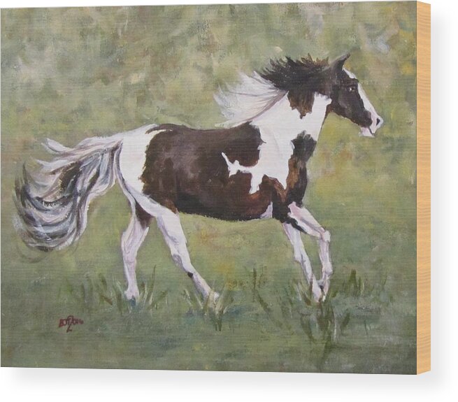 Horse Wood Print featuring the painting The Mare by Barbara O'Toole