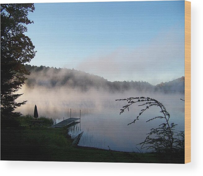 Water Wood Print featuring the photograph The Morning Mist by Jackie Mueller-Jones