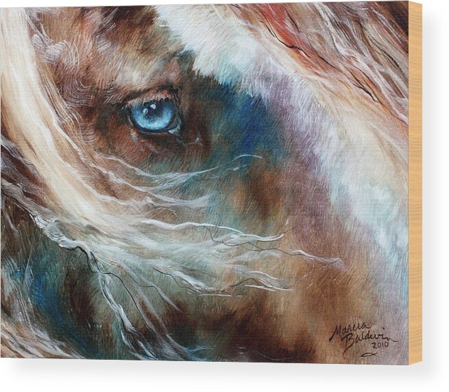 Horse Wood Print featuring the painting The Noble Equine Eye by Marcia Baldwin