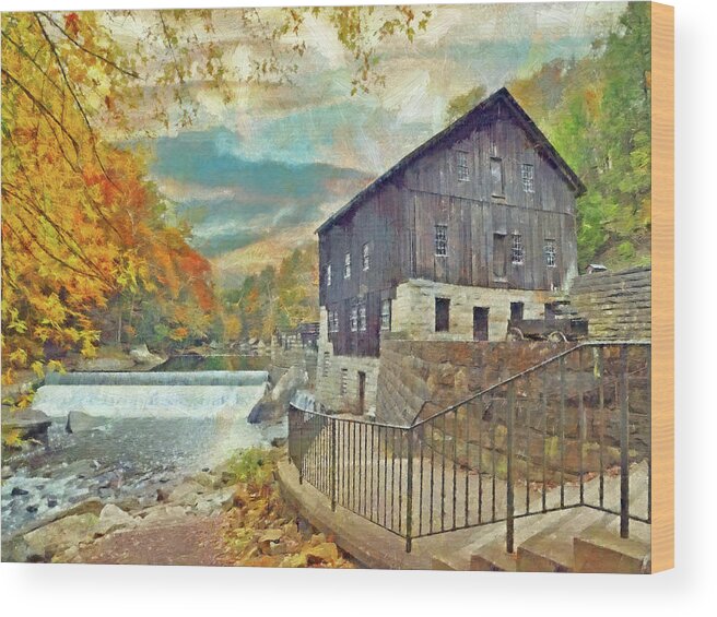 Mcconnells Mill Wood Print featuring the digital art The Old Mill at McConnells Mill State Park by Digital Photographic Arts