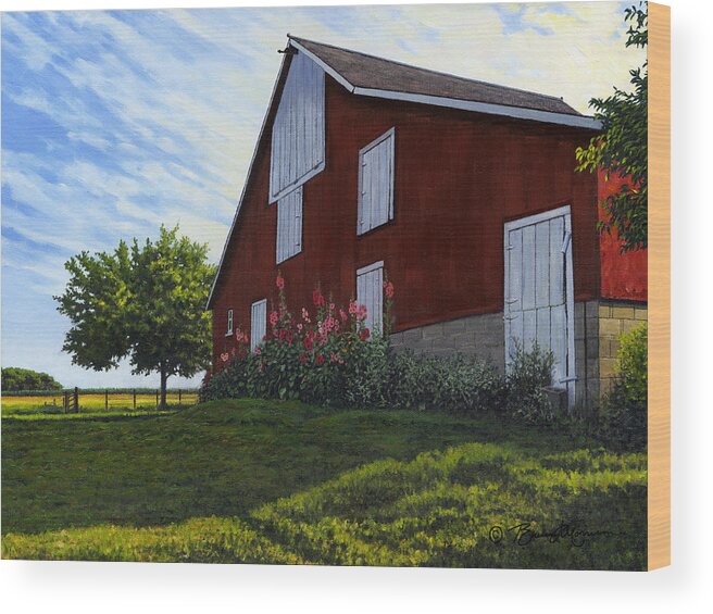 Barn Wood Print featuring the painting The Old Stucco barn by Bruce Morrison
