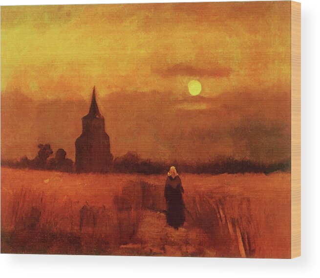 Vincent Van Gogh Wood Print featuring the painting The Old Tower In The Fields by Vincent Van Gogh