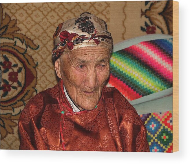 People Wood Print featuring the photograph The Old Woman of the Gobi by Diane Height