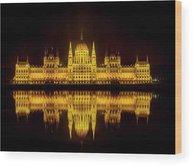 Danube Wood Print featuring the photograph The Parliament house by Usha Peddamatham