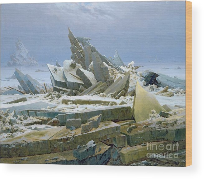 The Wood Print featuring the painting The Polar Sea by Caspar David Friedrich