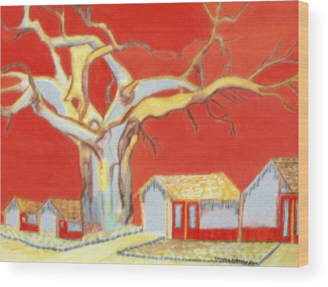 Astralia Tree Wood Print featuring the painting The pride of the village by Connie Valasco