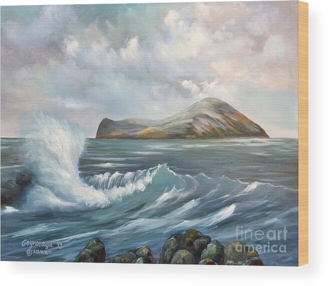 Seascape Wood Print featuring the painting The Rabbit Island by Larry Geyrozaga