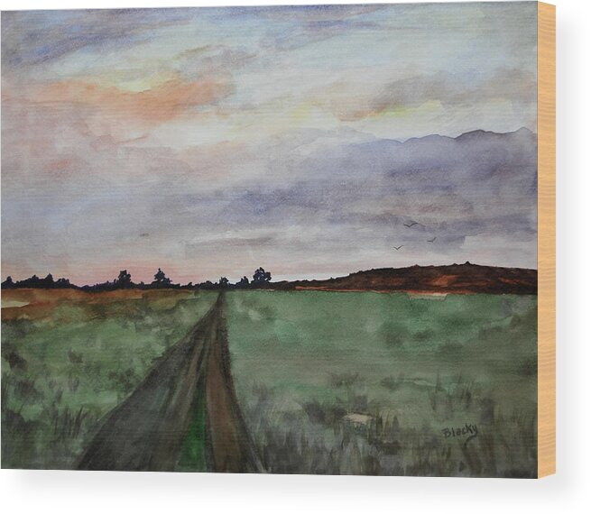 Watercolor Wood Print featuring the painting The Road Home by Donna Blackhall