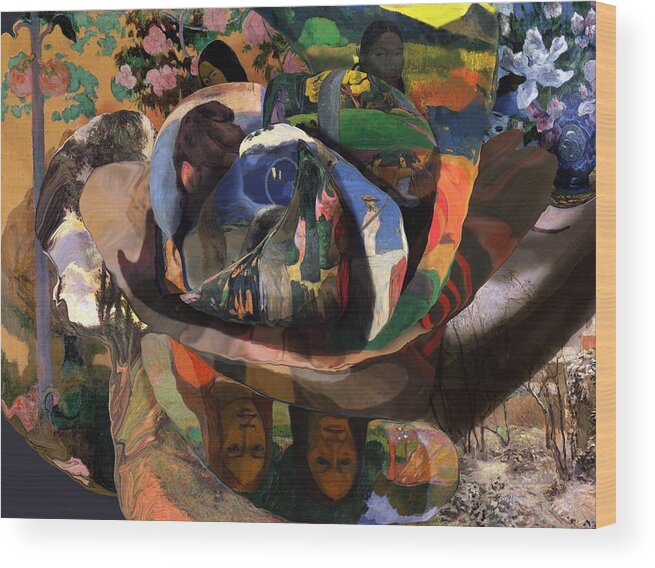 Paul Gauguin Wood Print featuring the digital art The Rose of Gauguin by David Bridburg
