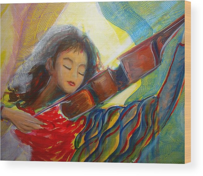 Violin Wood Print featuring the painting The Sweetest Sounds by Regina Walsh
